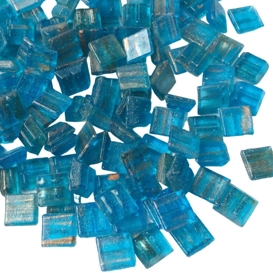 Glasmozaiek met Goud Dooradert 10mm Rifblauw