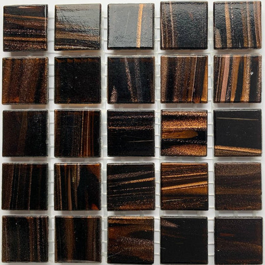 Mosaico di vetro con venature d'oro 20mm cioccolato