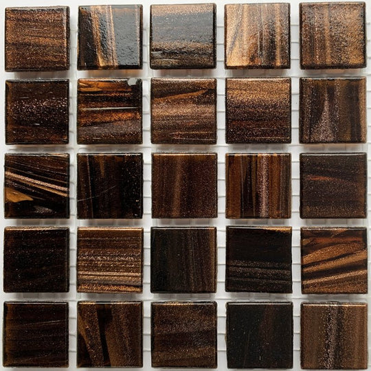 Mosaico di vetro con oro venato 20mm Topazio profondo