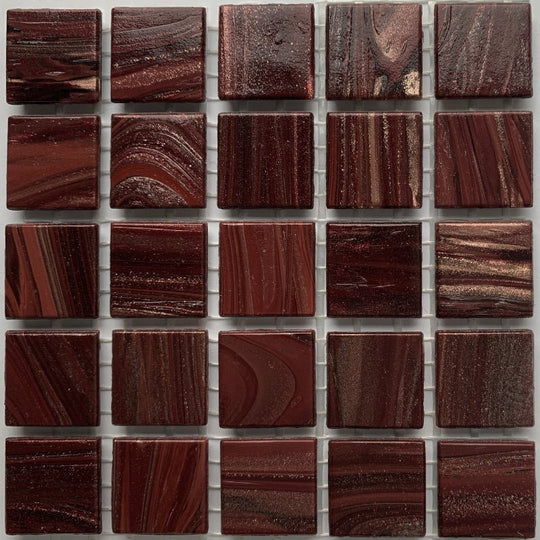 Mosaico di vetro con oro venato 20mm Granato