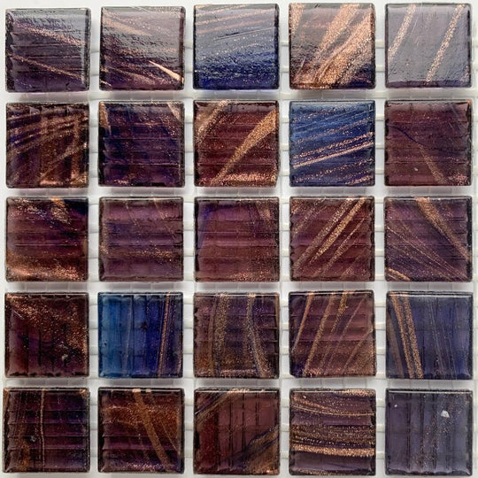 Mosaico di vetro con venature d'oro 20mm Indigo