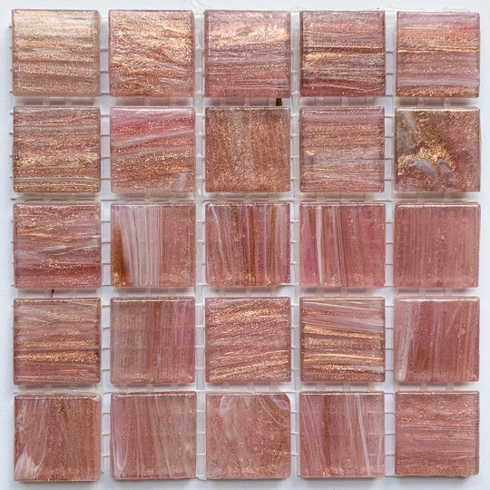 Mosaico di vetro con oro attraversato 20mm Rossetto