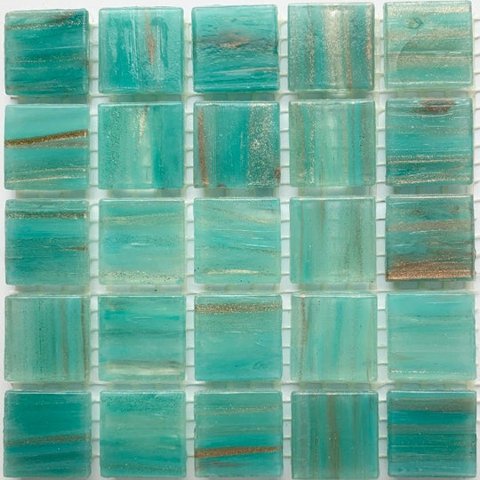Mosaico di vetro con oro intrecciato 20mm blu Nilo