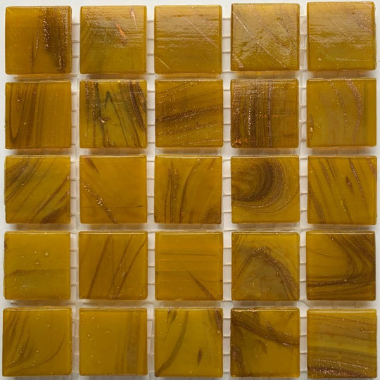 Mosaico di vetro con venature d'oro 20mm ocra