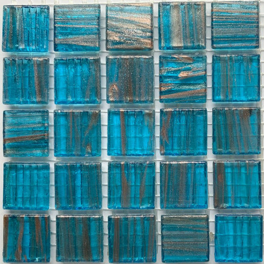 Mosaico di vetro con oro intrecciato 20mm Blu scuro