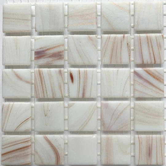 Mosaico di vetro con oro venato 20mm Oro bianco