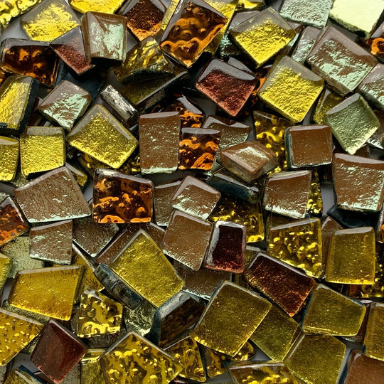 Piastrella di vetro con specchio mix oro