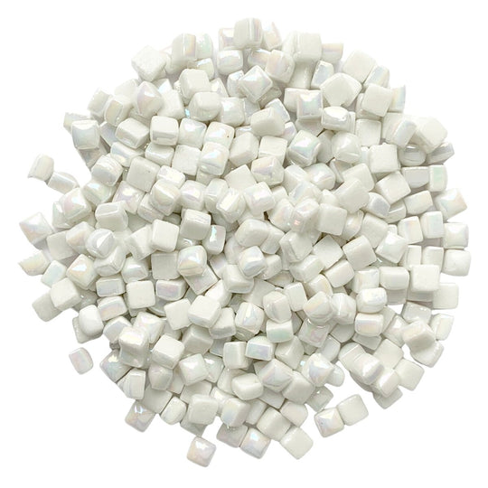 Micro Mosaico di Vetro 4,8mm Madreperla Bianco