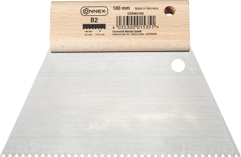 Connex – Zubová stěrka na lepidlo – 180 mm – B2 2,9 × 2,7 mm