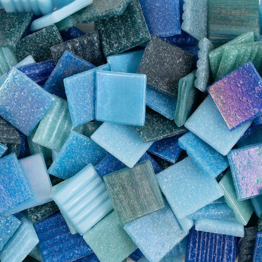 Mosaïque de verre eaux mélangée 20mm