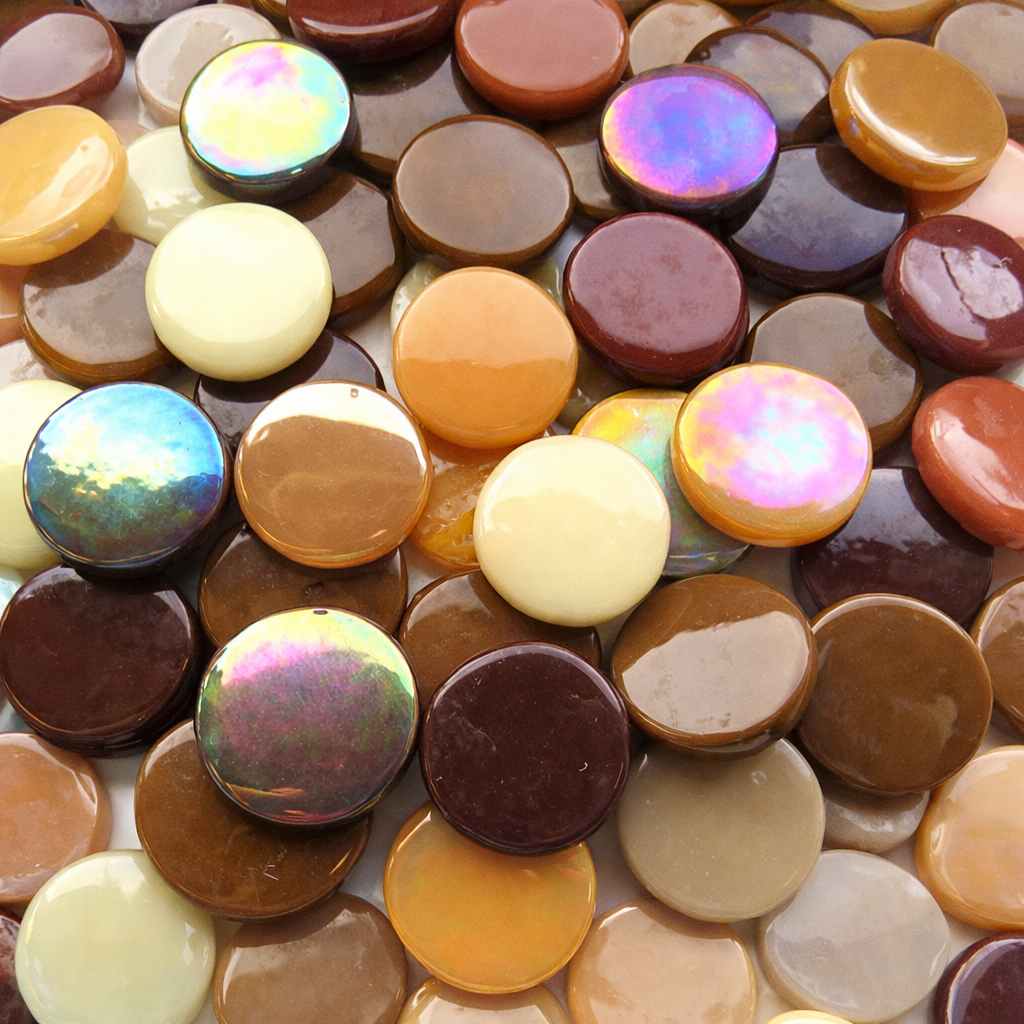 Ronde Glastegel 18mm Bruin Mix