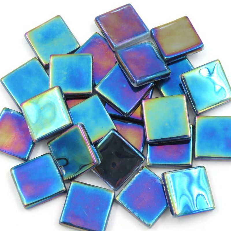 Krystal vlnitý iridescentní 20mm tmavě modrý