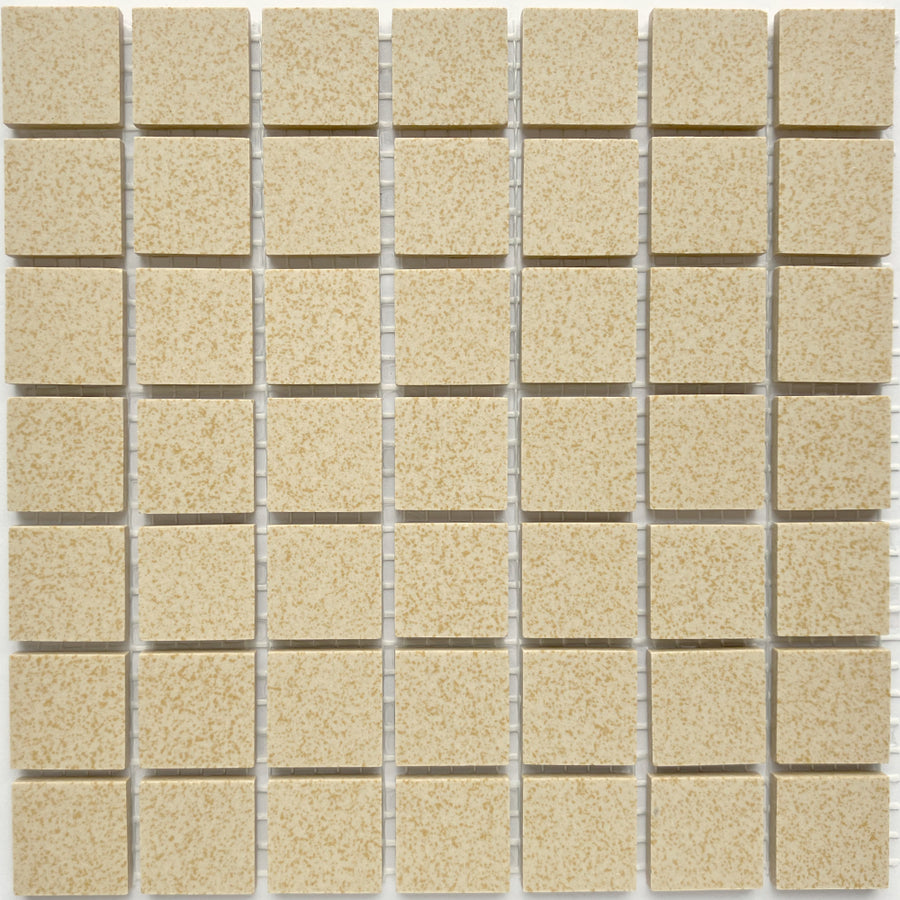Winckelmans Jaune 202 Mouchetés – matowe płytki mozaikowe 20x20 mm na siatce