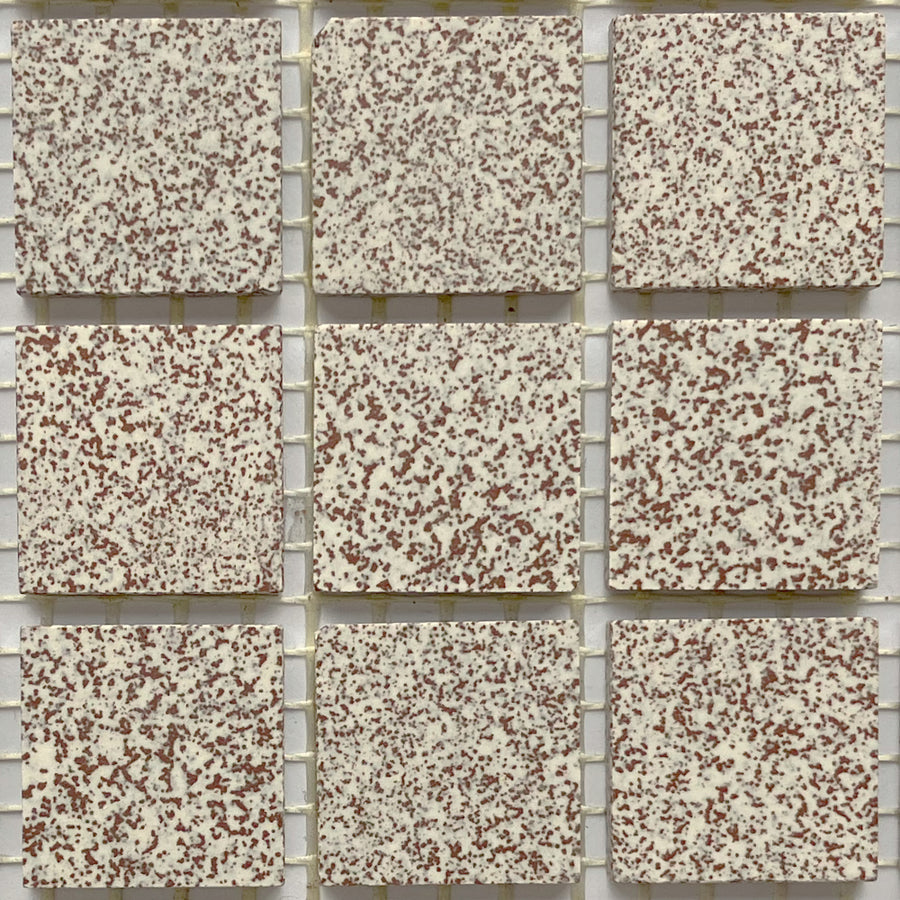 Winckelmans Rouge 210 Mouchetés – pastilhas de mosaico mates de 20x20 mm sobre rede