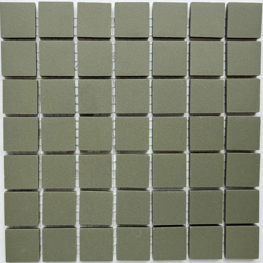 Winckelmans Vert Australien – matt 20x20 mm mosaic tiles on mesh