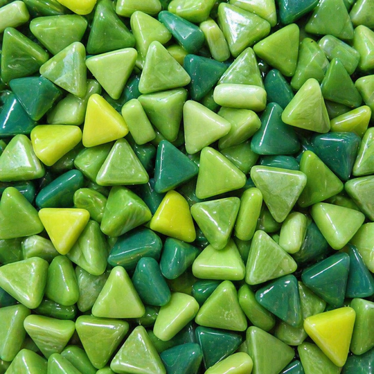 Mini Glass Mosaic Triangle Green Mix