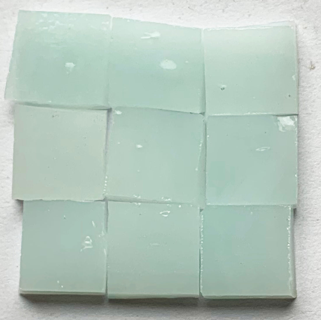 Detail of Tiffany Glacier Ice Blue with nine glass tiles