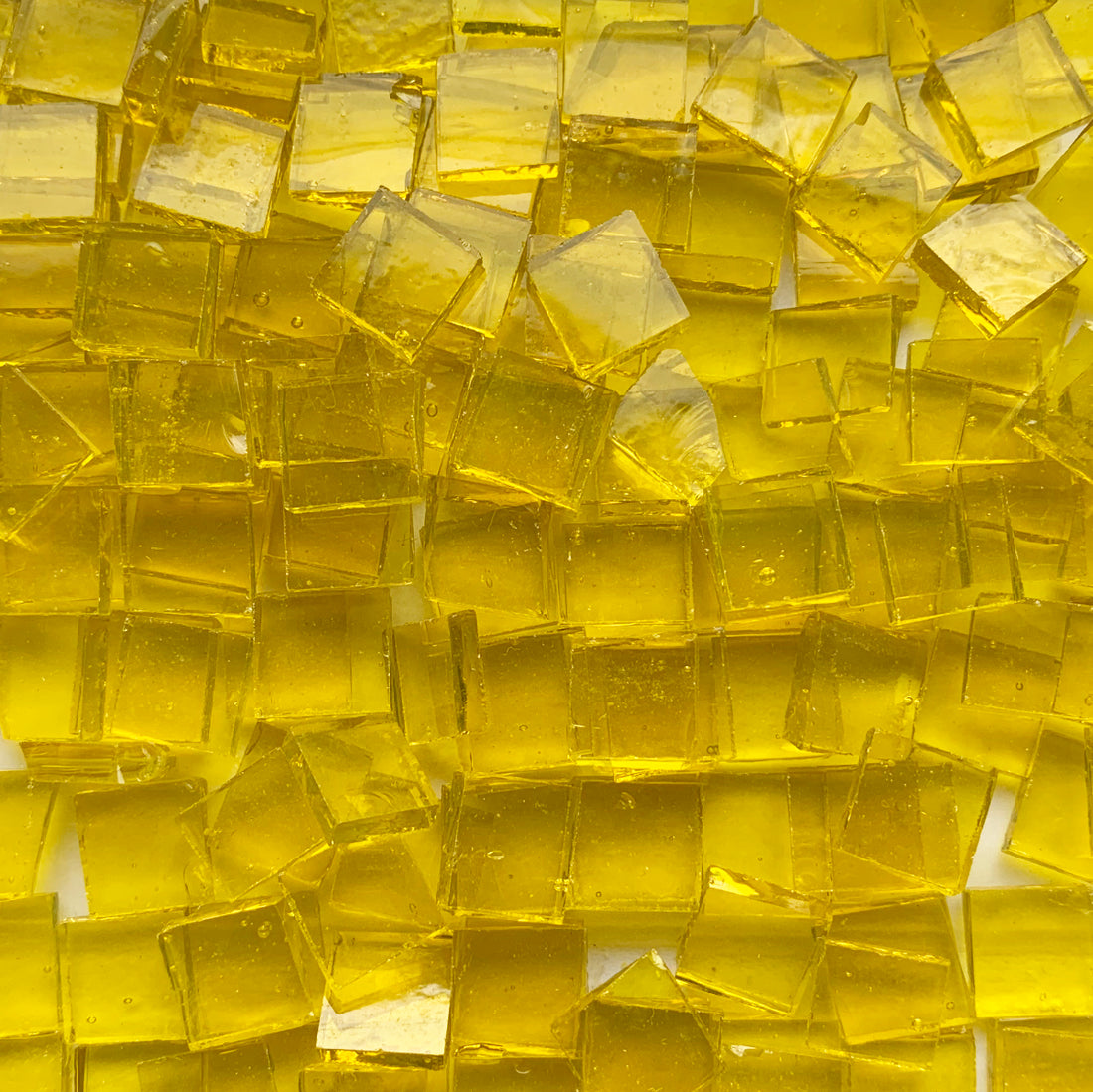 Loose 15 mm Tiffany Glacier glass tiles in Lemon