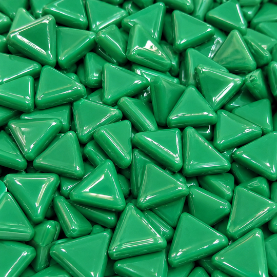 Mini mosaico de vidrio triangular verde abeto