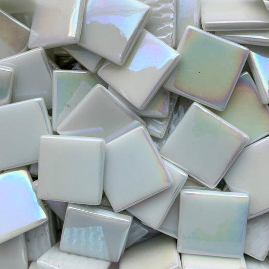 Pâte de Verre Perleťová 25 mm  Opálově bílá