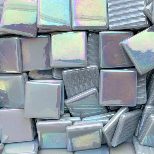 Pâte de Verre Perleťová 25 mm Šedá