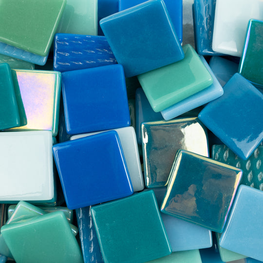 Pâte de Verre 25mm Turquoise Mélange