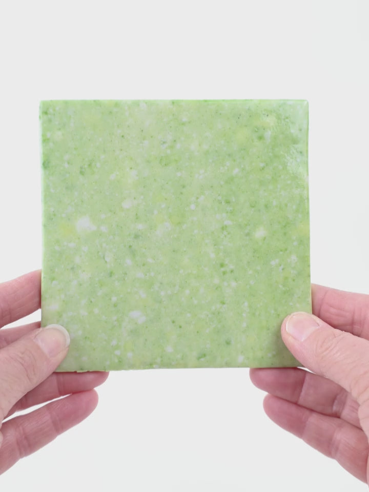 Video showing Morasutti Smalti mosaic tile – green – 11.5 x 11.5 cm, rotated to show full tile