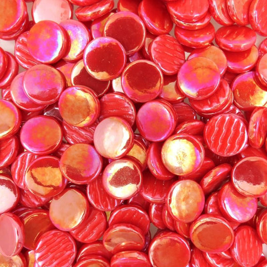 Pastilles De Verre Nacrées 18mm Rouge Vif