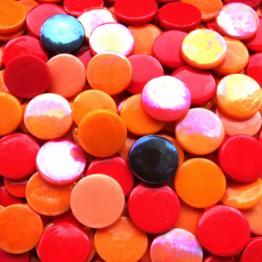 Okrągła płytka szklana 18mm czerwona, mix