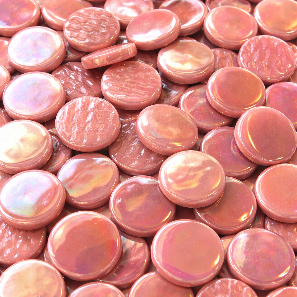 Kulatá skleněná dlaždice Perleťový 18mm tmavě růžová