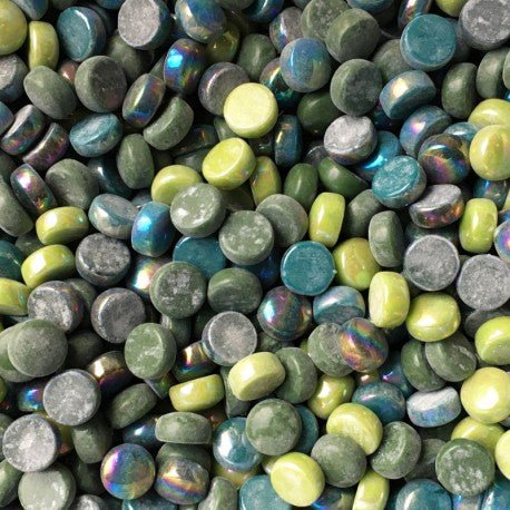 Skleněné korálky 12mm Tmavě zelená směs