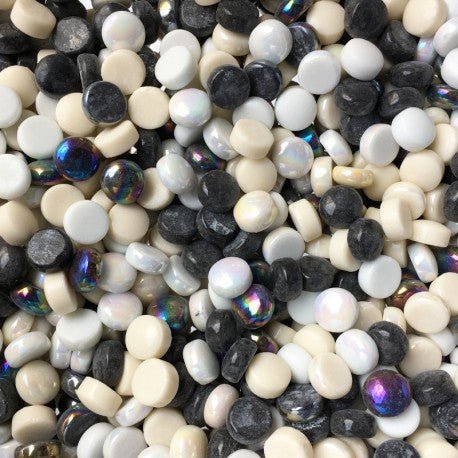 Skleněné korálky 12mm Černá/Bílá směs