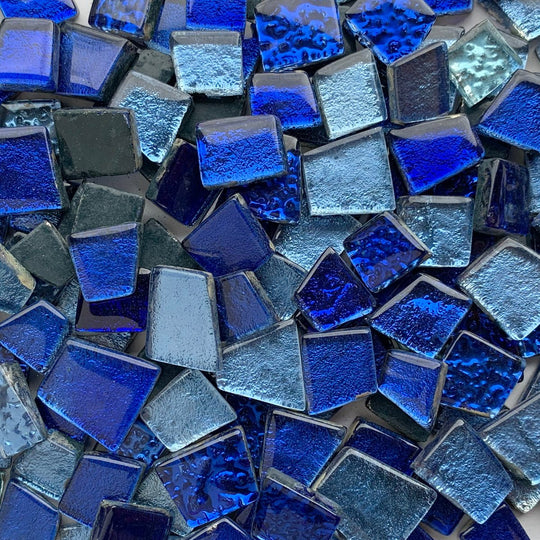 Piastrella di vetro con specchio mix blu