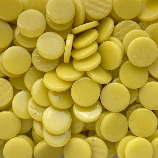 Kulatý skleněný obklad 18mm opálově žlutý