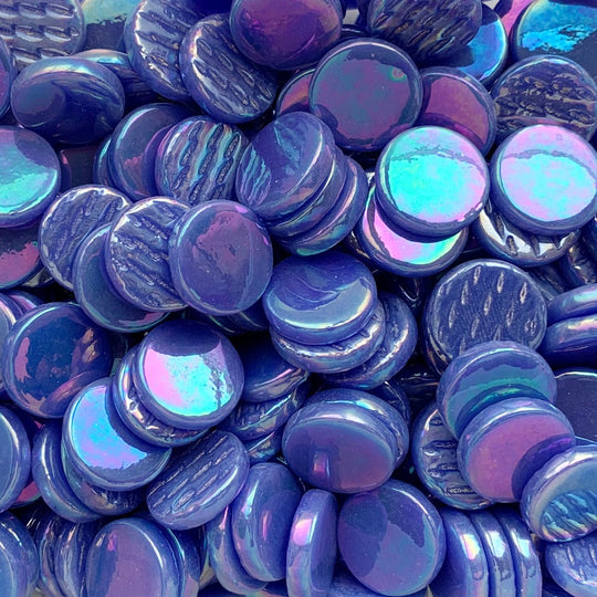 Kulatý skleněný obklad Perleť 18mm Teplá modrá