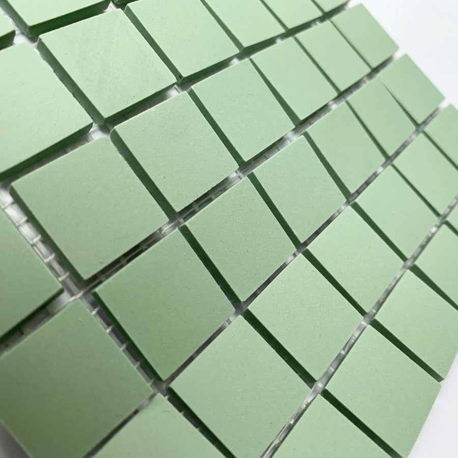 Winckelmans Pistache – tessere di mosaico opache da 20x20 mm su rete
